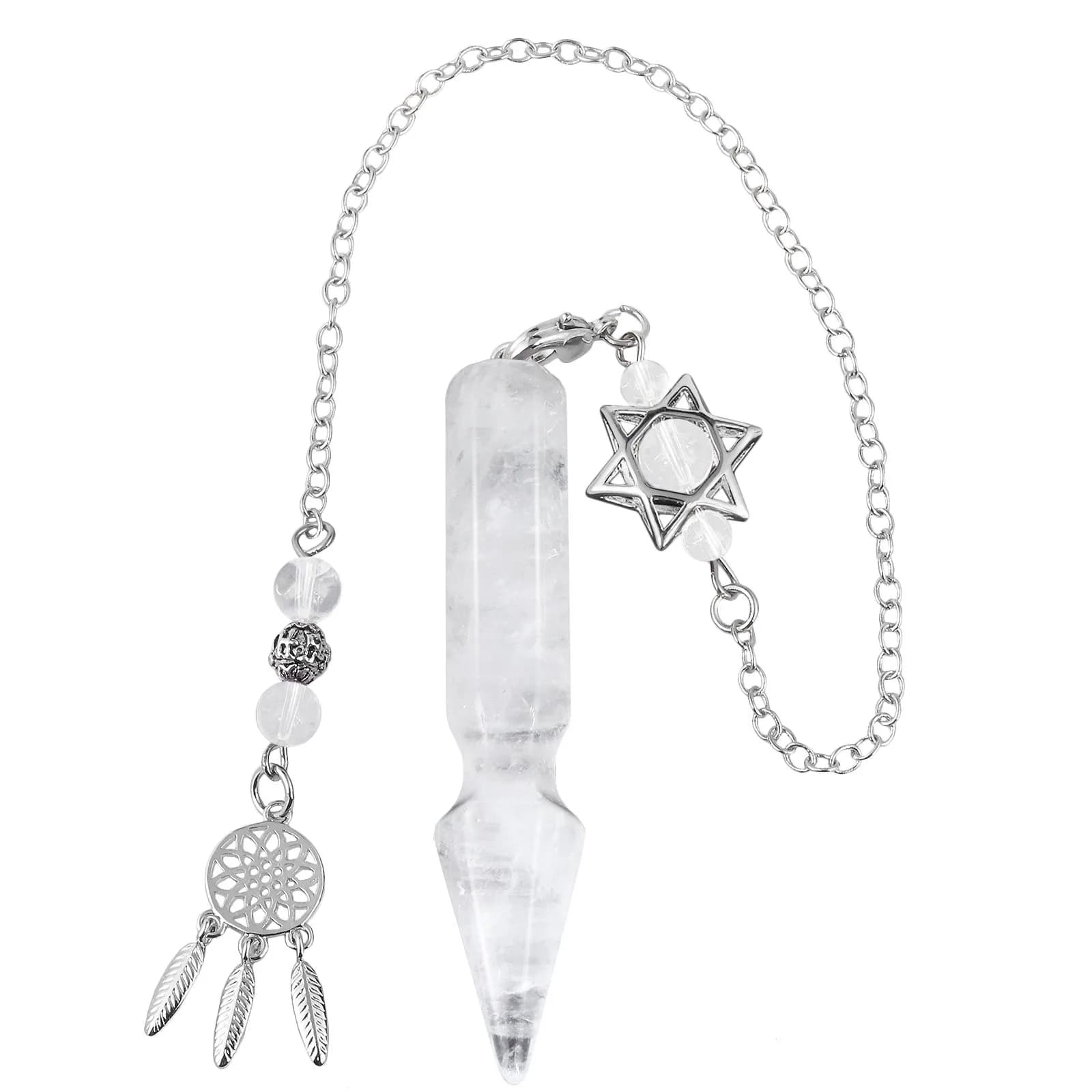 Ciondolo Curativo in Cristallo Naturale a Forma di Freccia con Catena a Pendolo per Rabdomanzia, Divinazione, Pietre Chakra, Reiki, Meditazione, Gioielli