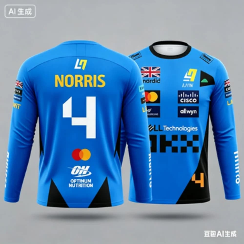 Maglia a maniche lunghe Norris No.4 Racing Suit in tessuto traspirante ad asciugatura rapida per appassionati di corse e abbigliamento sportivo casual quotidiano