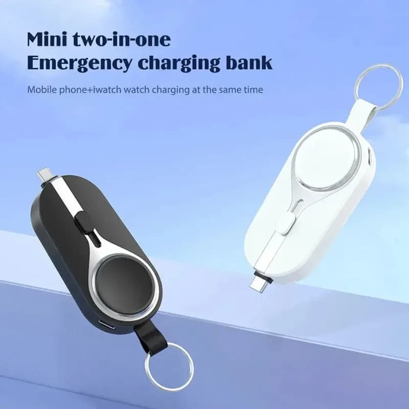 Nuovo Power Bank Portatile a Portachiavi, Caricabatterie Esterno Wireless a Ricarica Rapida per Serie iPhone, Samsung, Xiaomi, Android