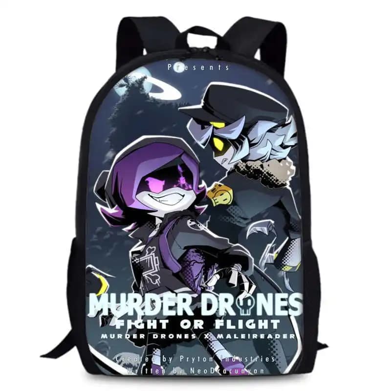 Murder Drones Anime Peripheral Backpack Versatile Cartoon Large Capacity Student Schoolbag Stationery Birthday Gift