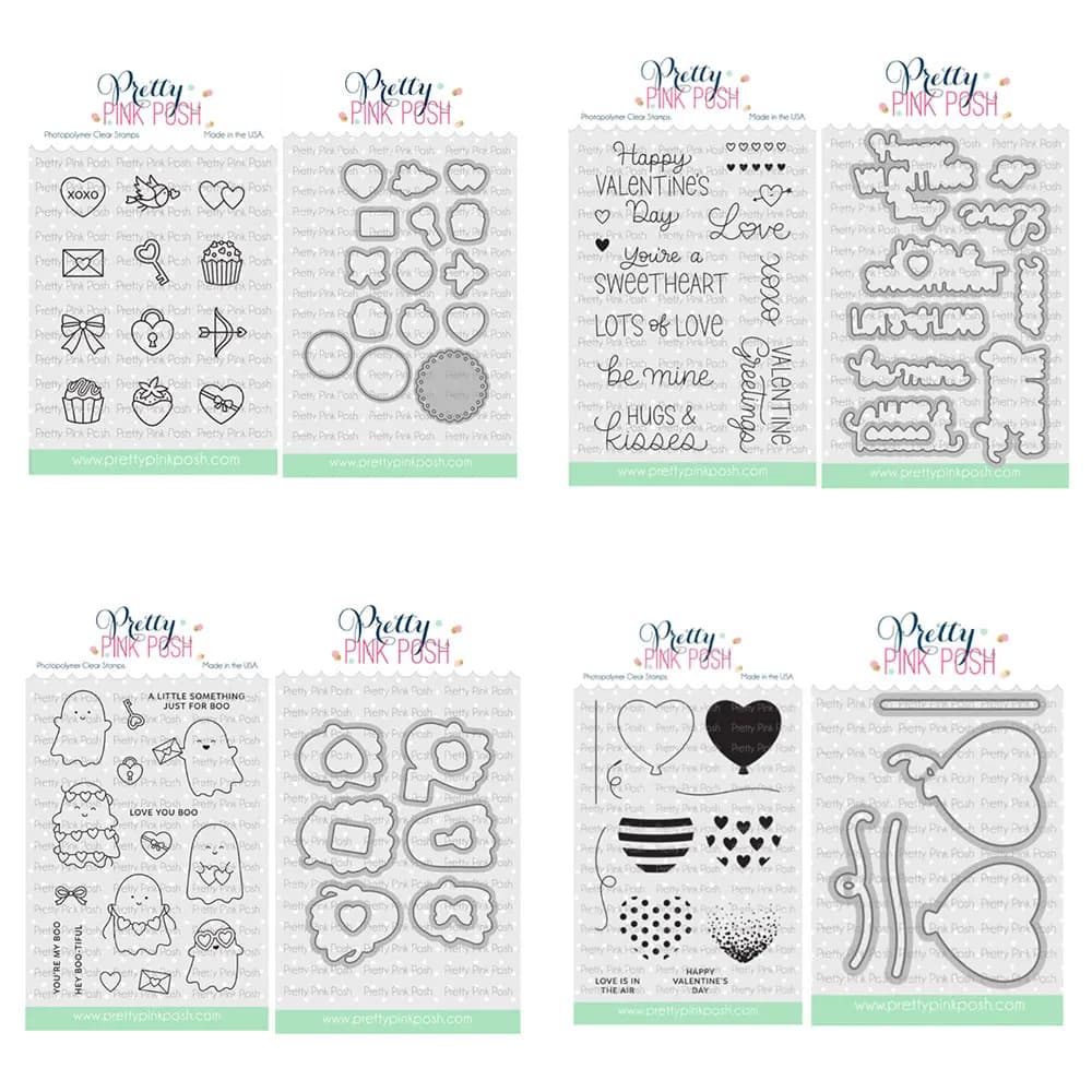 Valentine's Day Heart Love Letter Phrase Grid & Heart Pattern Embossing Metal Cutting Dies Clear Stamps Set for DIY Scrapbooking
