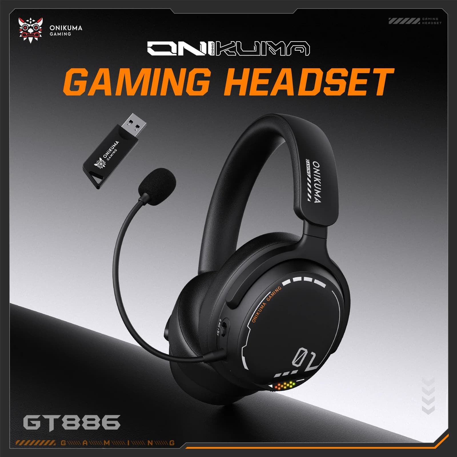 ONIKUMA GT886 Gaming Headset New Tri-Mode Connectivity (Bluetooth / 2.4GHz Wireless / Wired) with Mic Bluetooth Headphones