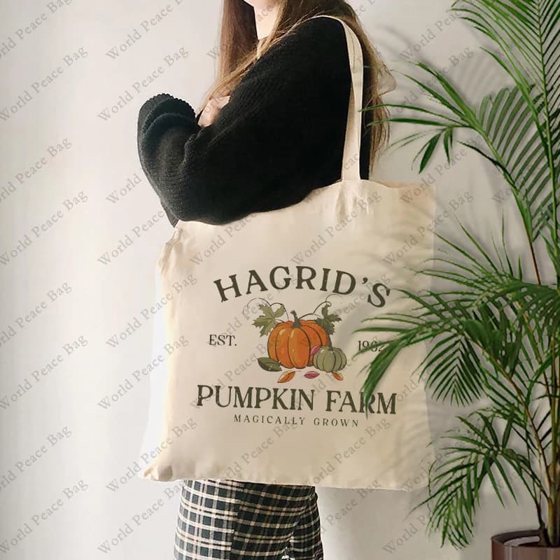 1 pz HAGRID's est 1962 modello di zucca fattoria Tote Bag Borsa a tracolla in tela per viaggi Pendolarismo quotidiano Borsa per la spesa riutilizzabile da donna