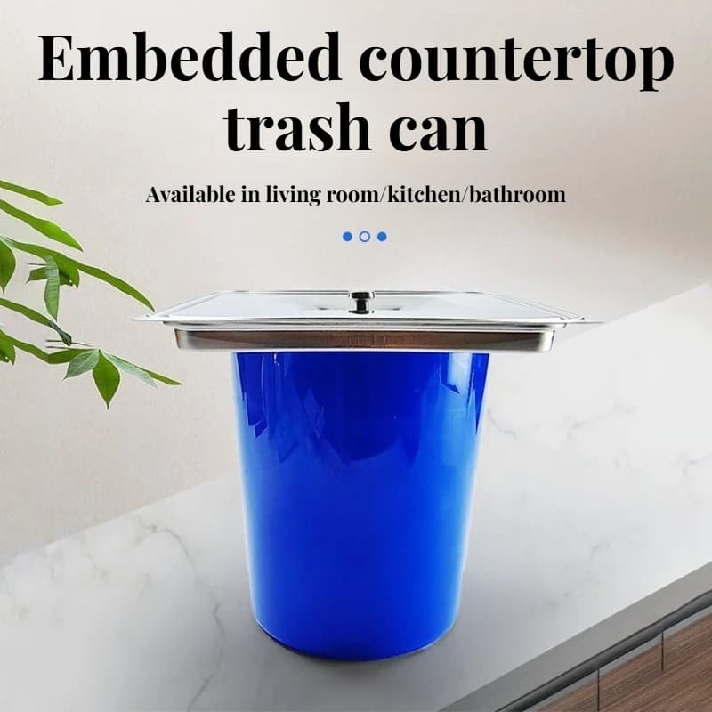 Embedded Trash Can 5L Desktop Waste Bins Kitchen Countertop Portable Litter Bins Household Minimalist Wastebasket with Lid