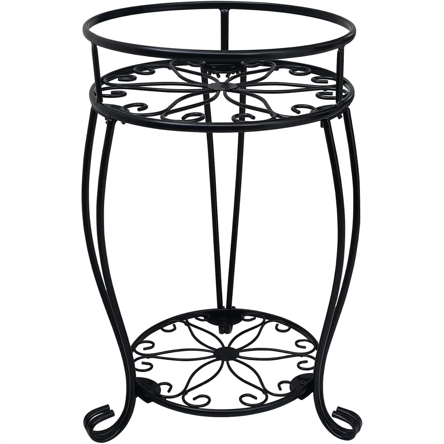 Supporto per Piante a 2 Livelli, Portavasi in Metallo Alto 49 cm per Interni ed Esterni, Giardino, Patio, Soggiorno, Balcone, in Ferro Antiruggine