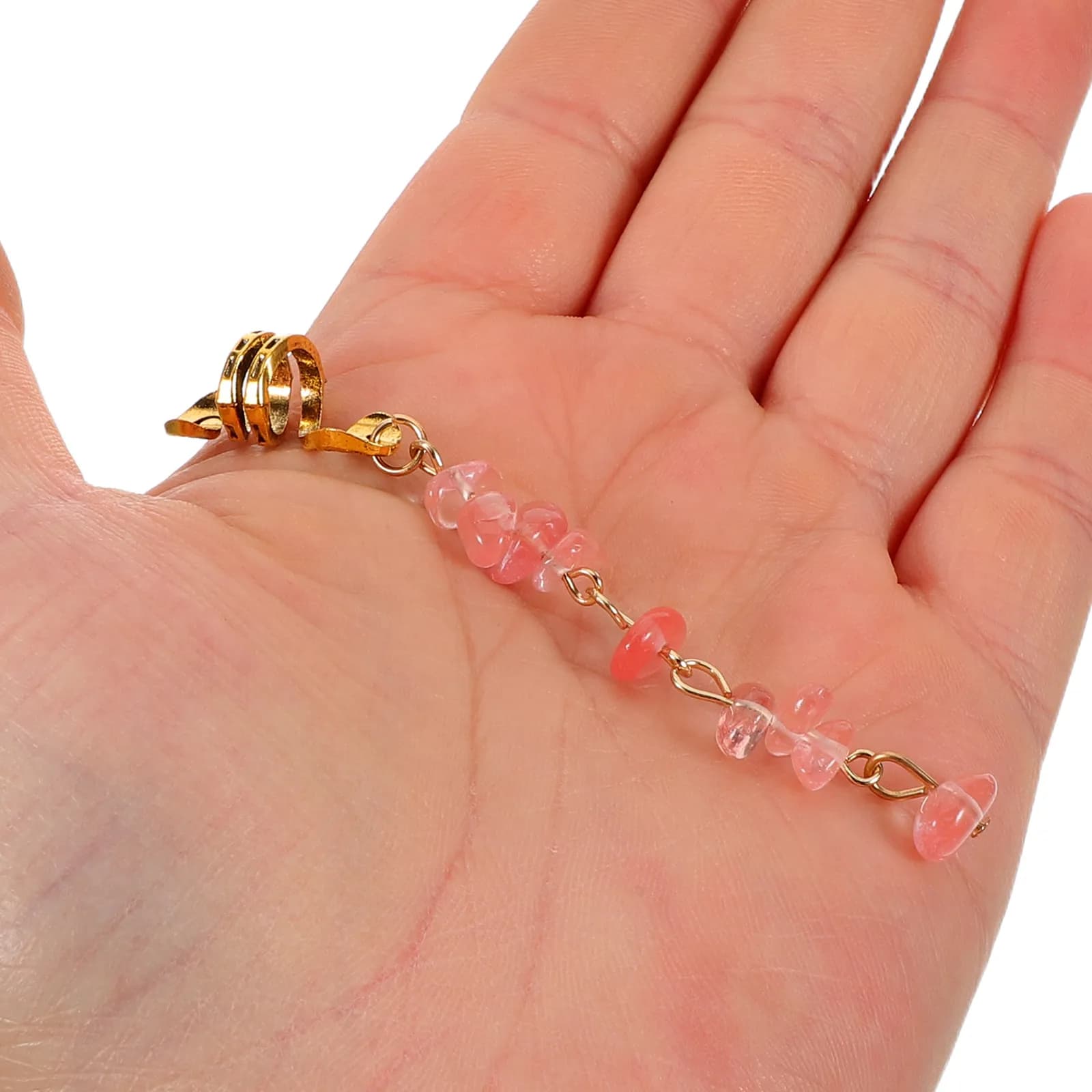 6Pcs Natural Crystal Stone Dreadlock Clips Spirals Hair Jewelry Braid Charm Accessories Pendant Coils Rings Cuffs for Braid