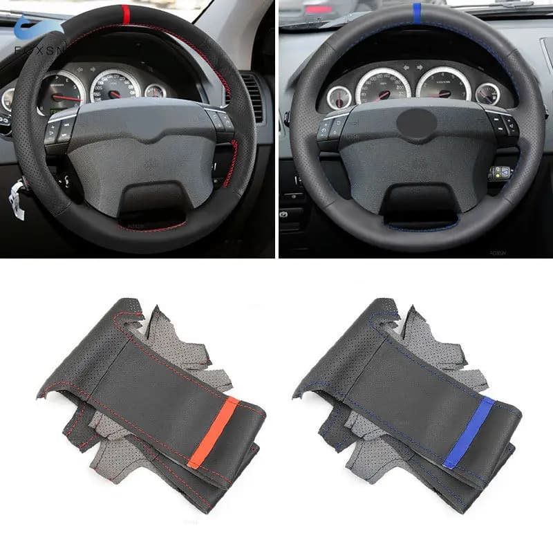 Per Volvo XC90 2004 2005 2006 2007 2008 2009 2010 2011 2012 2013 Coprivolante per auto in pelle traforata cucita a mano