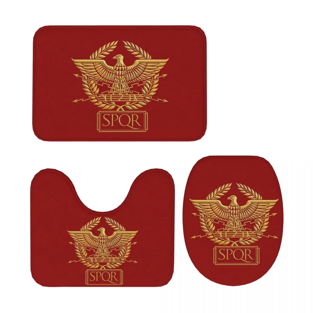 Rome SPQR Roman Tappetino da bagno in 3 pezzi Set da bagno Copri coperchio per WC Decorazioni per la casa Tappeto antiscivolo