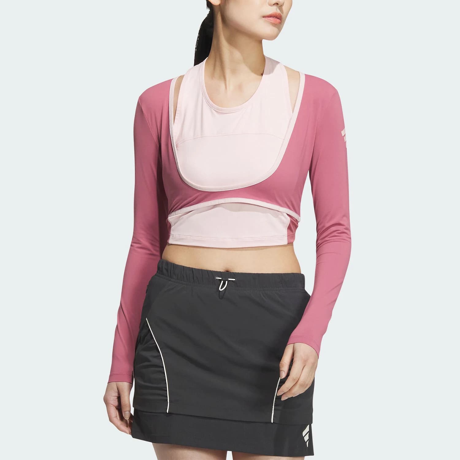 Adidas genuine new women's fashionable slim fit 2-in-1 long sleeved T-shirt JN3495