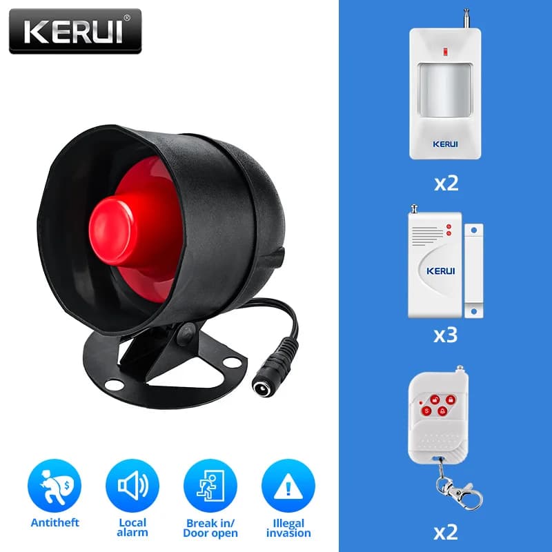 KERUI 110db L'allarme Sistema di allarme sirena altoparlante con sensore di movimento per porte e finestre per allarme di sicurezza domestica antifurto