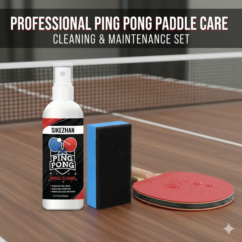 Professional ping pong cleaning and sponge kit, rubber cleaning spray with ping pong paddle, removes dust, oil and restore sweat, high rotation