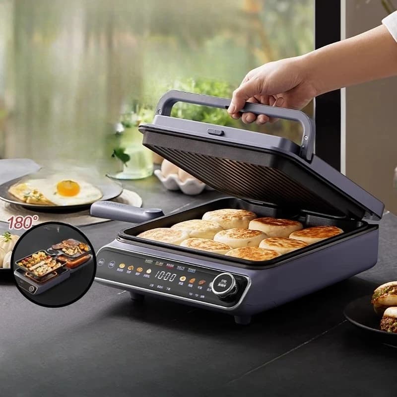 Piastra Elettrica Domestica per Cottura, Griglia Barbecue a Doppio Lato, Piastra per Pancake e Frittura