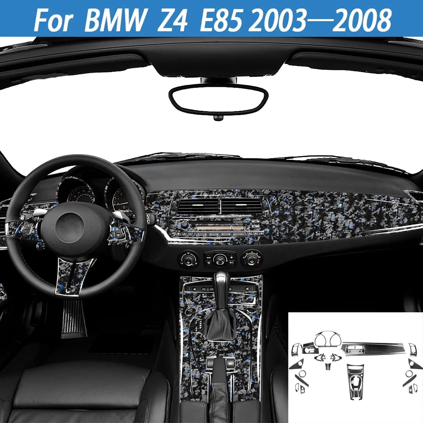 Interruttore di sollevamento della finestra del faro dell'ingranaggio Presa del cruscotto compatibile con BMW Z4 E85 03-08 Accessori interni Adesivo in fibra di carbonio
