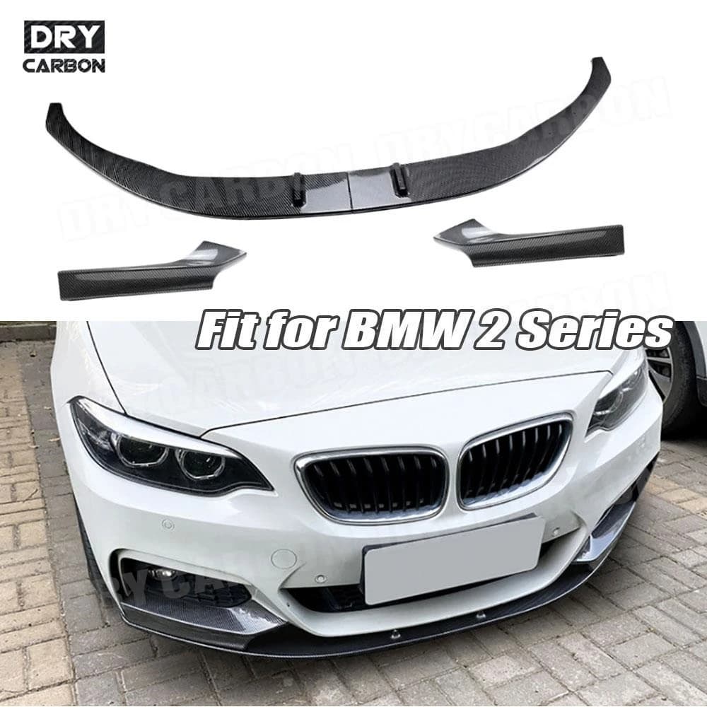 Spoiler Anteriore Diffusore Carbon Look per Paraurti Auto, Accessori Protezione Sottoscocca per BMW Serie 2 F22 M Sport 2015-2021