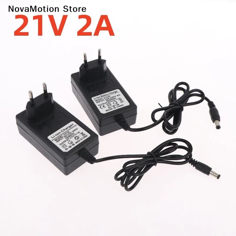 [NM]1Pcs EU Plug 21V Lithium Battery Charger 1A 2A For 18V Electric Drill Polishing Machine Lawn Mower Intelligent Power Adapter