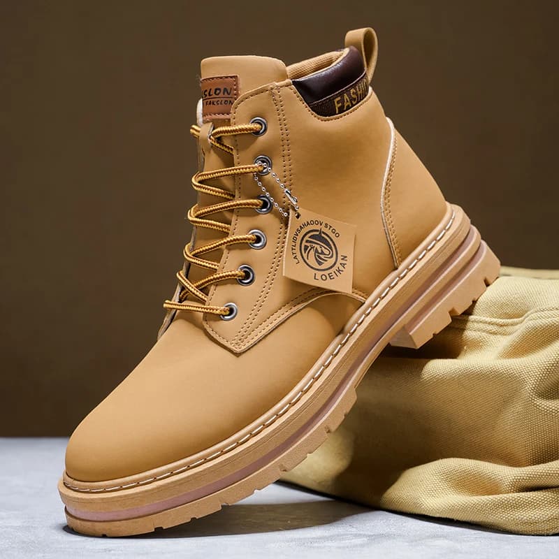 2025 New Casual Footwear Male High Top Pu Leather Flat Sole Shoes Mens Sneakers Fashion Walking Shorts Ankle Boots Lace Up Black