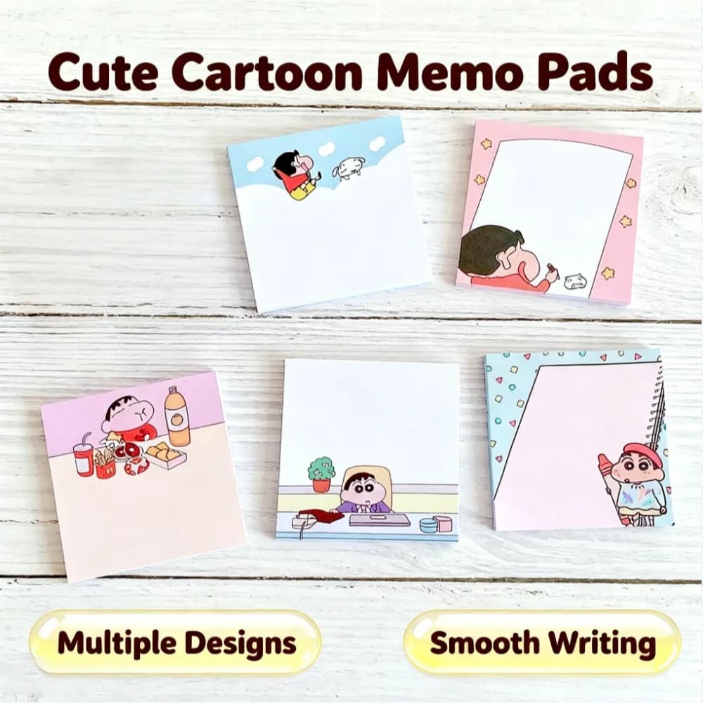 Crayon Shin-chan sticky notes. Non-adhesive tearable memo pads. Family, school, office message pads, stationery gifts.