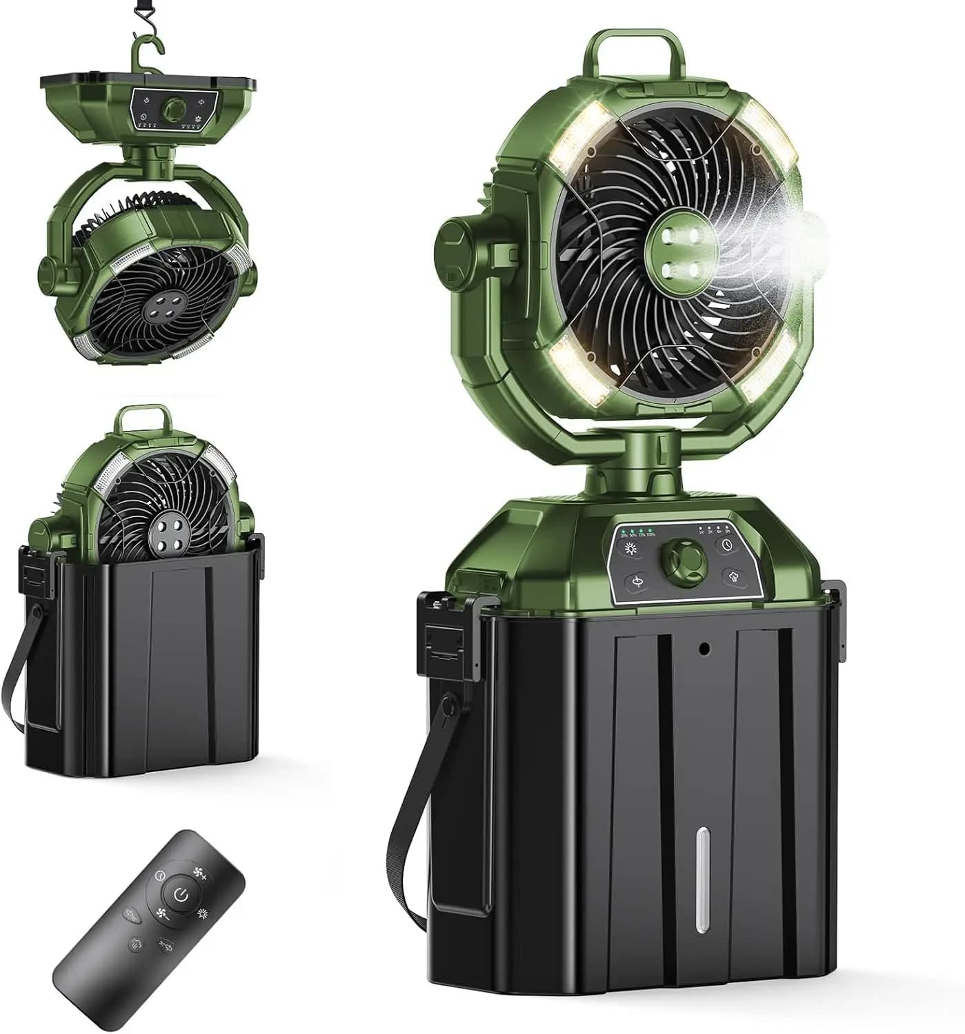 Ventilatore Portatile Nebulizzante da 9 Pollici Ricaricabile con Serbatoio da 7L, Batteria da 32000mAh, Ventilatore Oscillante da Campeggio con Power Bank USB per Esterni, Patio, Golf