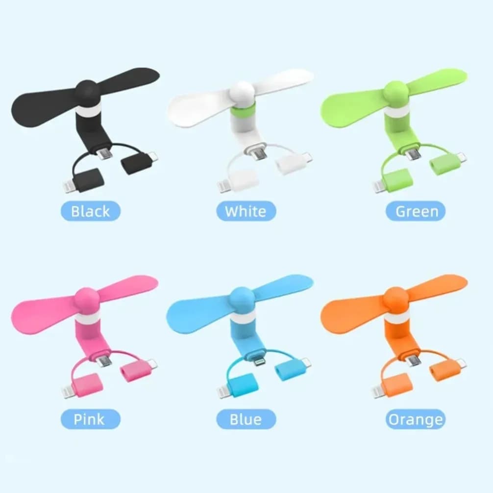 Mini USB Phone Cooler Accessori di raffreddamento Ventola universale 3 in 1 per iPhone 16 Samsung S24 Xiaomi Micro/Type-C/IOS Ventola per smartphone