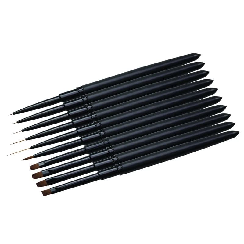 Pennelli per Nail Art con Manico Nero, 6 Stili, per Manicure, Pittura Linee, Sfumature, Gel UV ed Estensione Unghie