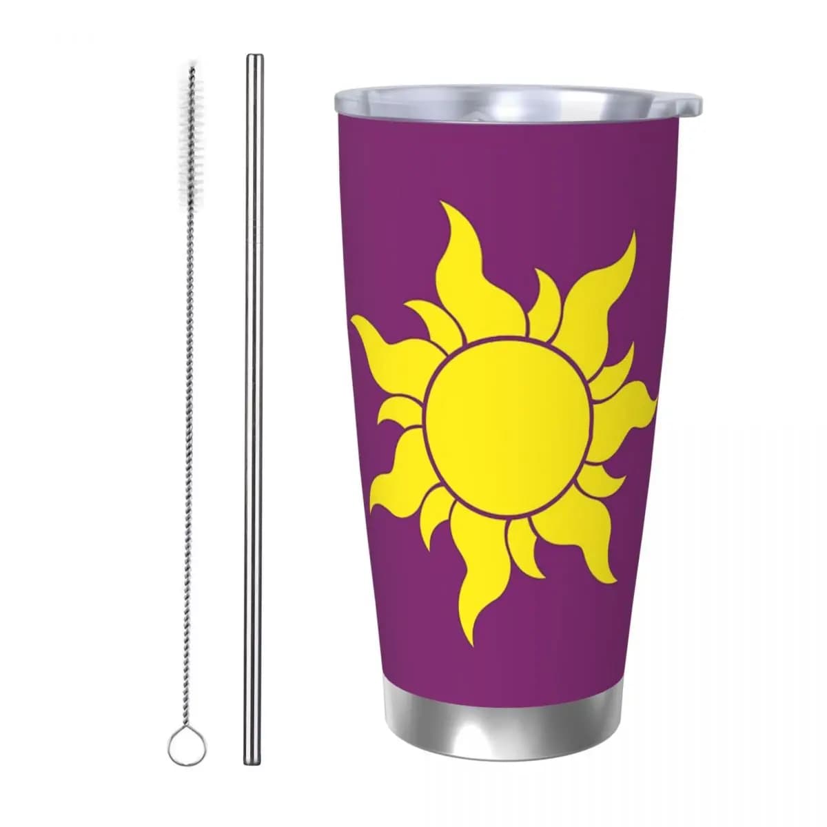 Rapunzel Sun Bicchiere in acciaio inossidabile Tazze isolate sotto vuoto Tazze termiche fredde Cannucce con coperchio 20 once