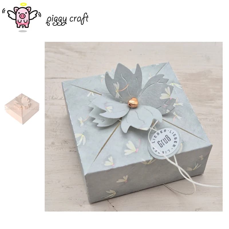 Piggy Craft metal cutting dies cut die mold 3D Flower box Scrapbook paper craft knife mold blade punch stencils dies