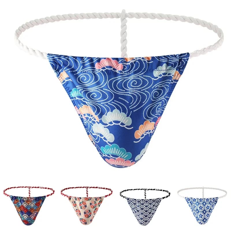 Slip da Uomo Traspirante con Stampa, Sexy T-back a Vita Bassa, Perizoma G-string, Mutandine Moda Giapponese Stile Sumo
