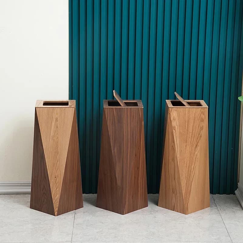 Bidone della spazzatura creativo in legno con coperchio Nordic Ins Light Pattumiera da bagno di lusso Hotel Office Home Stay Tritarifiuti