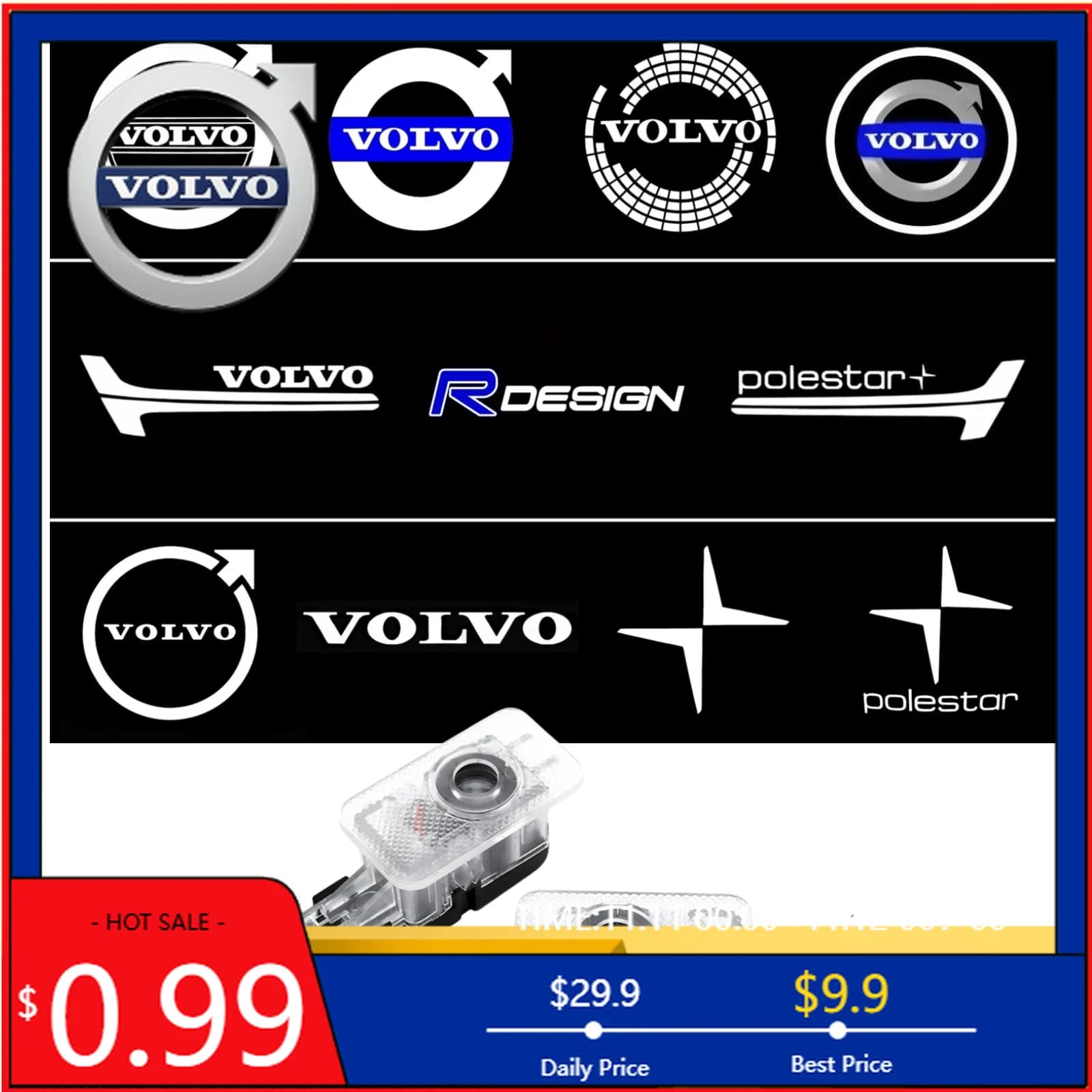 Nuovo 2026: 2 Pezzi Luci LED di Benvenuto per Portiera Auto con Proiettore Laser Logo Volvo, Retroilluminazione per Volvo Rdesign V50 S60 XC60 S4