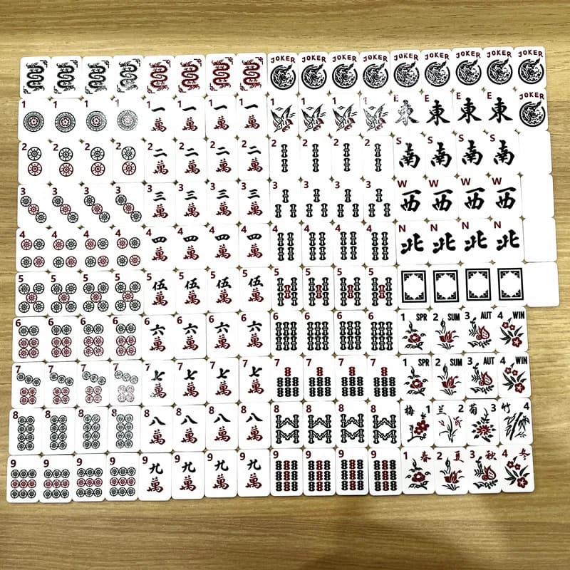 166pcs American Mahjong Game Set 144 Tiles Rummy Mahjong with Zipper Bag 4 Racks Dices Full Mahjong Kit for Travel Party Camping