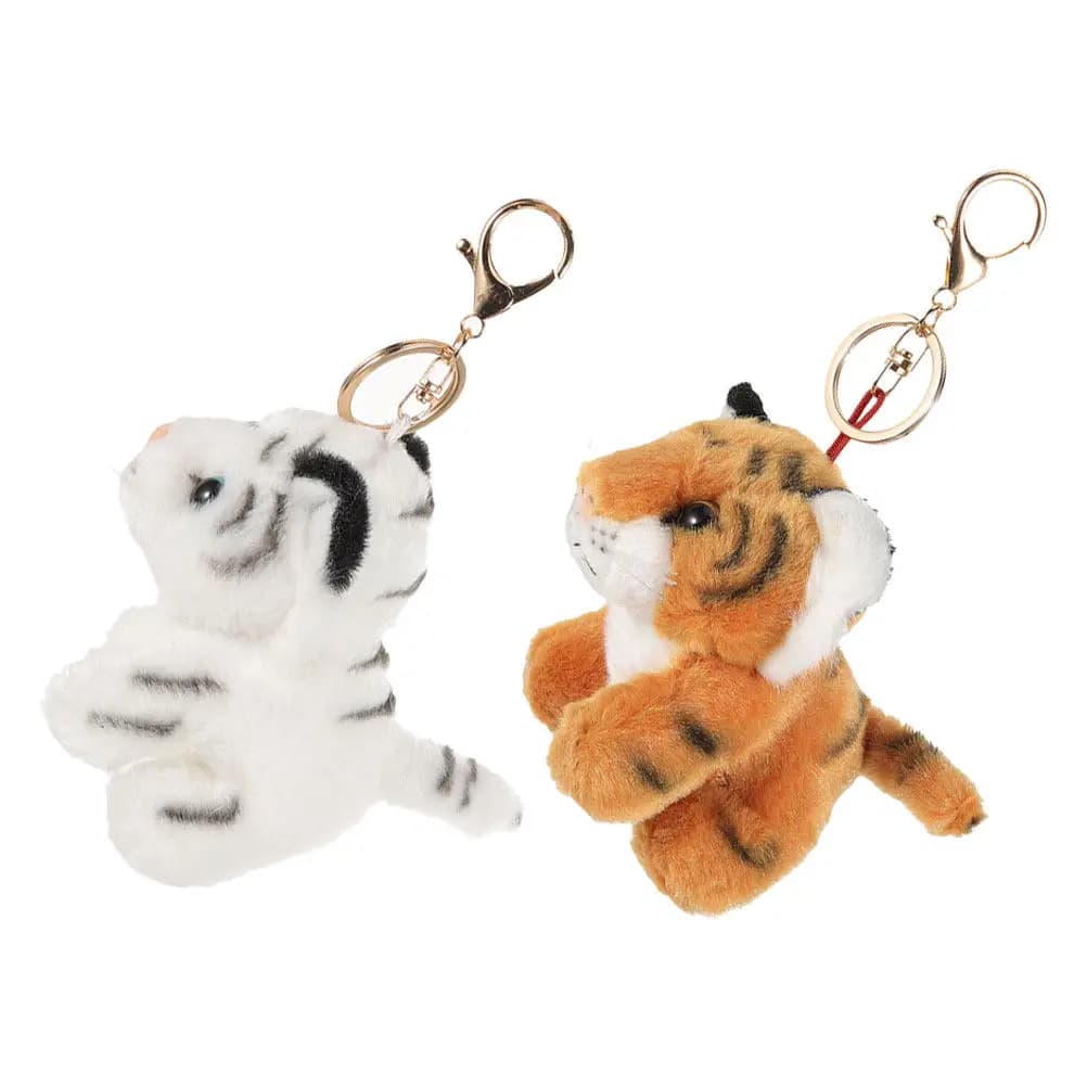 2 portachiavi a forma di tigre imbottita, ciondolo animale adorabile, leggero, morbido e compatto, per zaino, borsa, portamonete, accessorio per borsa
