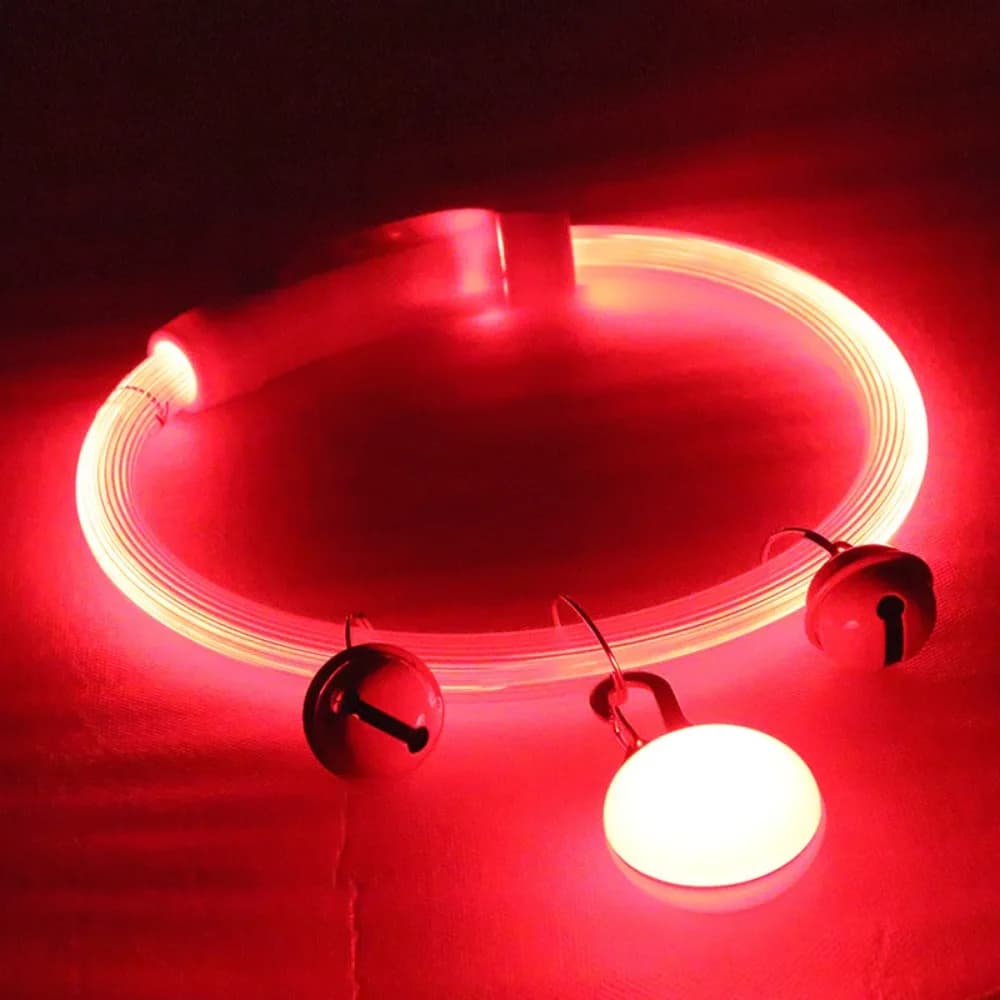 Collare per Cani LED Regolabile in Fibra Ottica, Luminoso Multicolore, in PVC con Ciondolo Staccabile