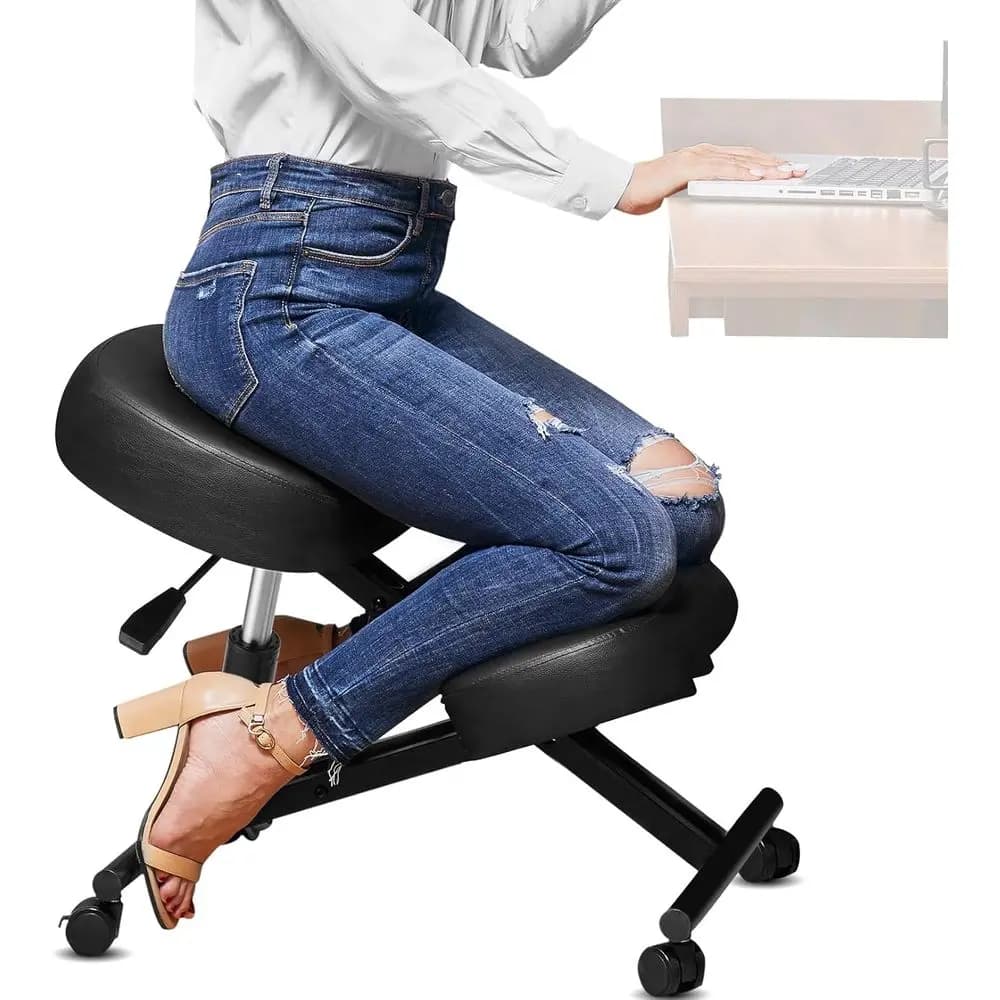 Sedia Ergonomica Inginocchiata con Altezza Regolabile, Sedile Imbottito e Ruote Scorrevoli per Migliorare la Postura e Alleviare il Dolore