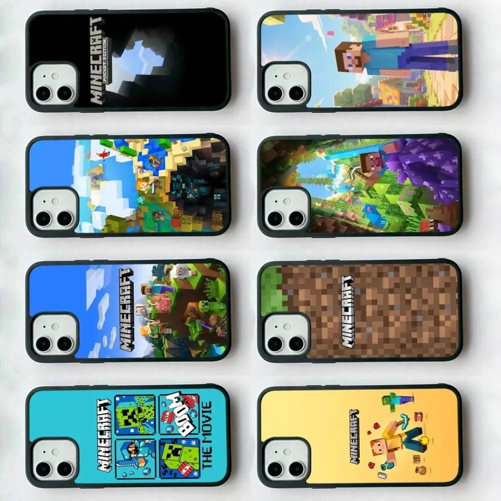 Game M-Mine-craft Movie Phone Case Wireless Charging PC+TPU For iPhone 11 12 13 14 15 16 17 Pro Max Plus case