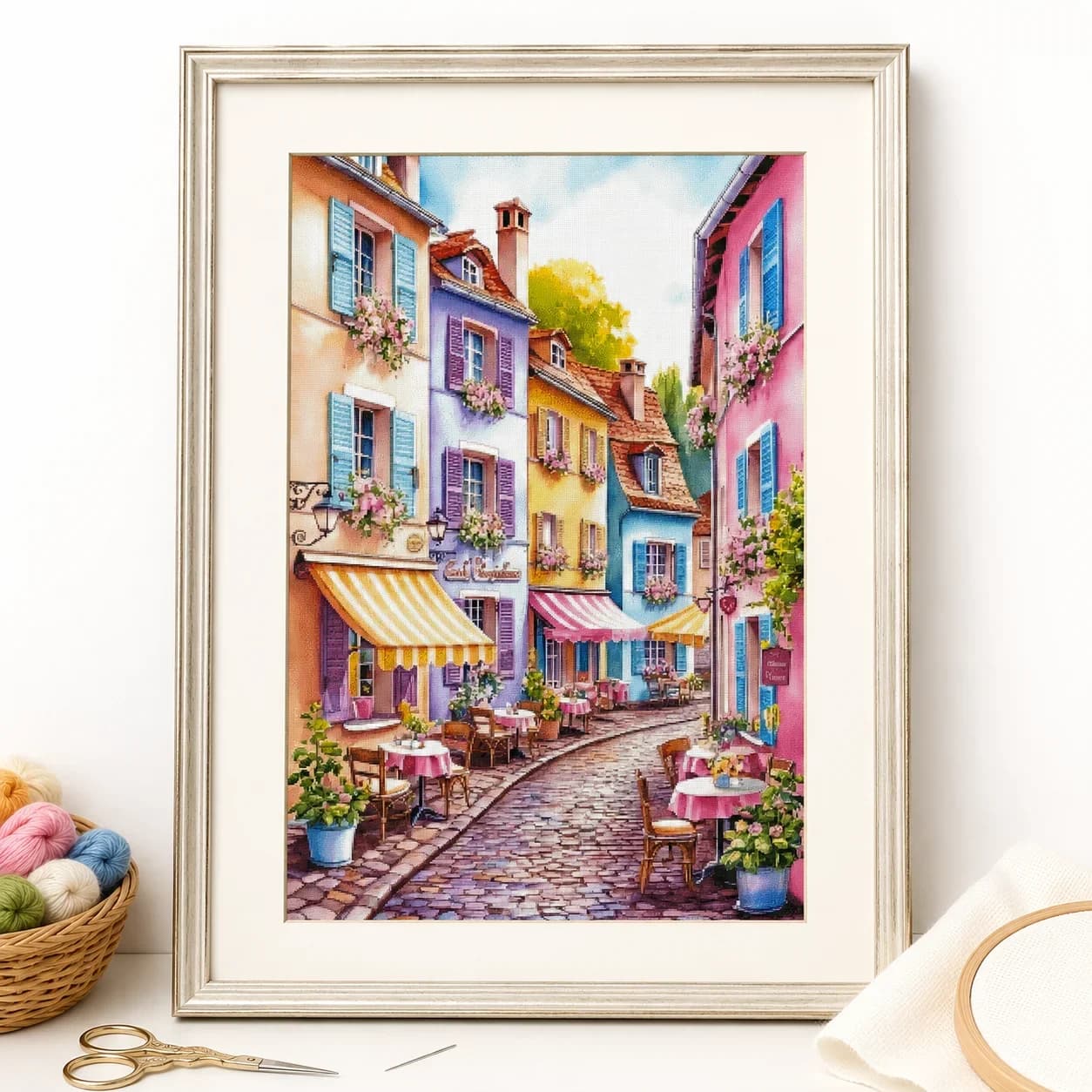 | 11CT 14CT 16CT DIY Cross Stitch Kit, Pattern Printed Canvas Embroidery Needlework Starter Set f[ZZ8739-Flower Eaves Man Lane]