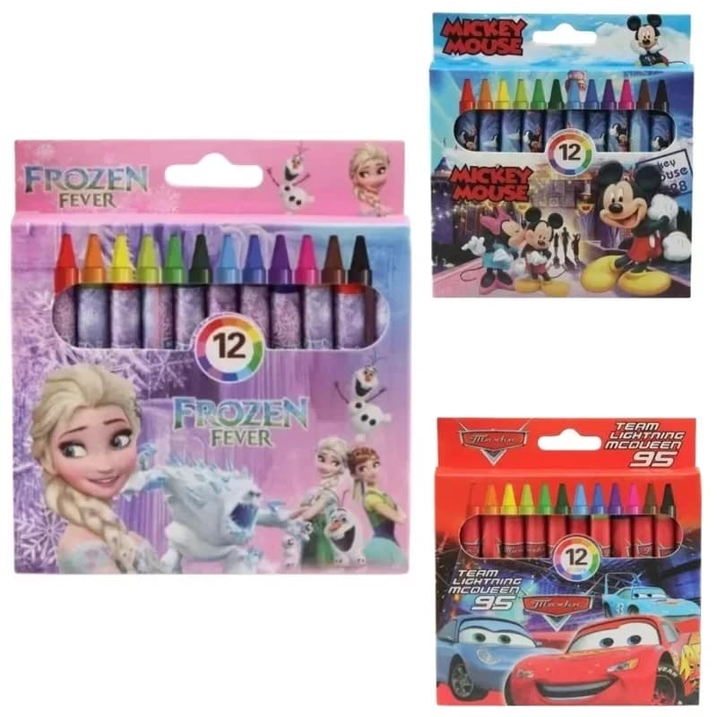 Frozen, Topolino, Biancaneve, 1 scatola di penne artistiche per pittura a fumetti a 12 colori, set di pastelli colorati, forniture regalo per colorare scarabocchi