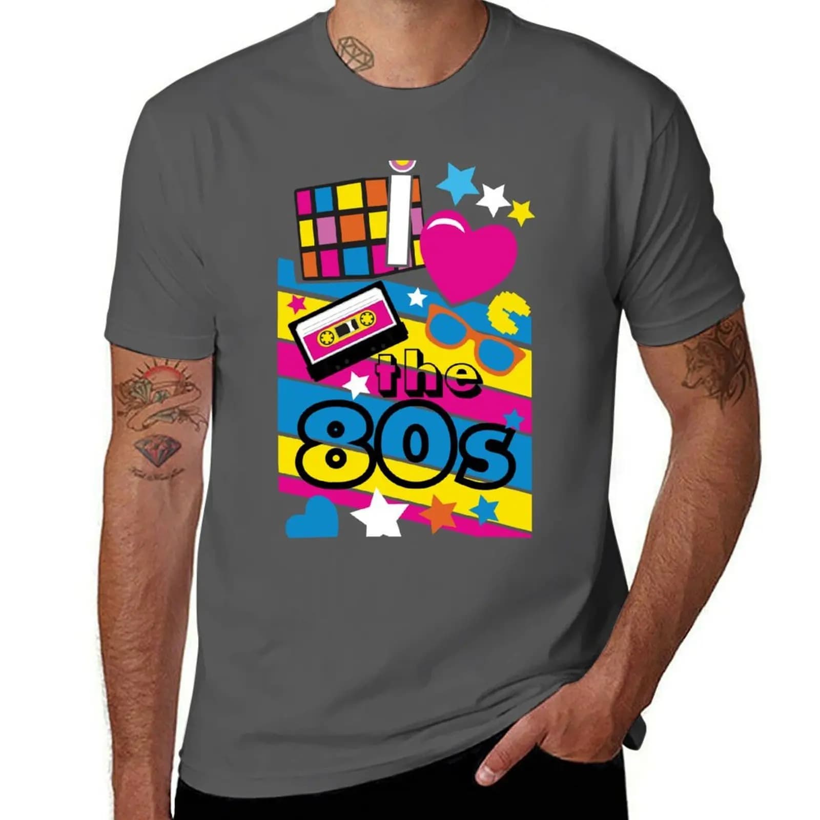 Adoro gli anni '80! Maglietta Cool Neon Pop Culture e T-shirt da palestra per taglie grandi e alte