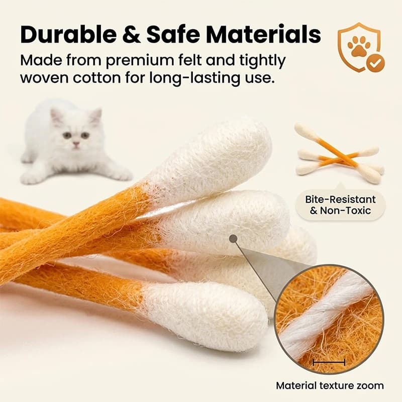Giocattolo Creativo per Gatti a Forma di Bastoncino di Cotone, Confezione da 6, Giocattolo Gigante per Gattini per Mordere e Macinare, Corda Resistente per Pulizia e Masticazione dei Denti