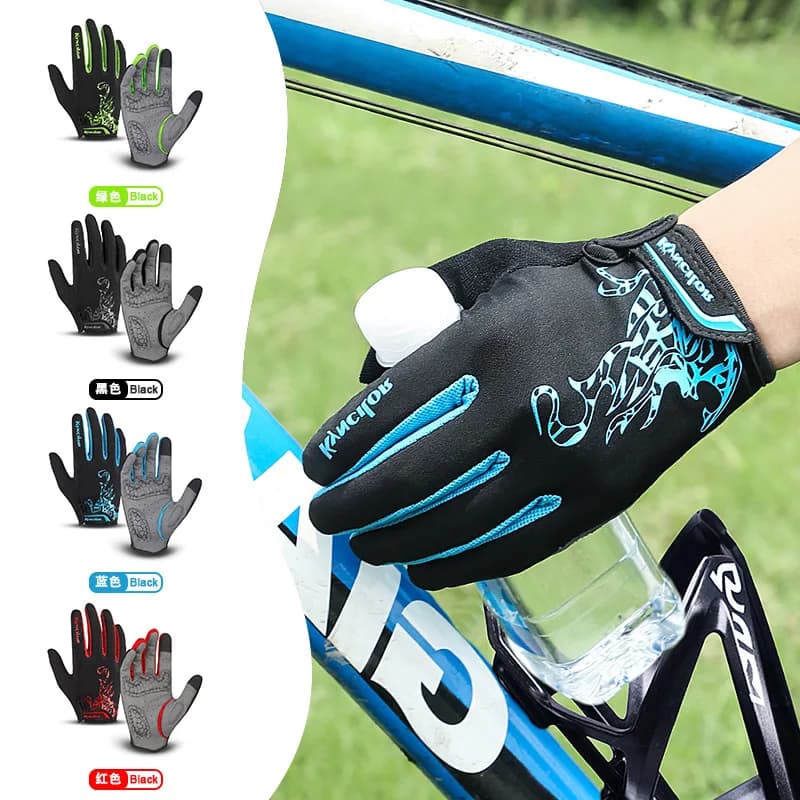 Microfiber Full Finger Touch Screen Gloves Shock Absorb Breathable Anti Sweat For Cycling Motorcycle Men