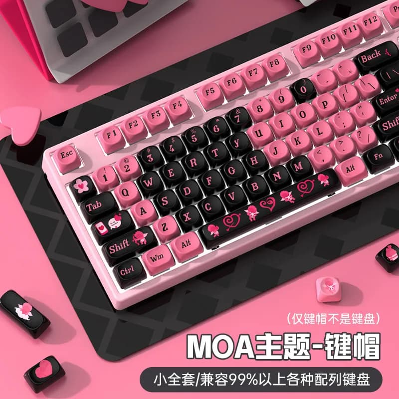 Set completo di keycap personalizzati per tastiera meccanica, altezza MOA, in PBT con sublimazione, design femminile e carino