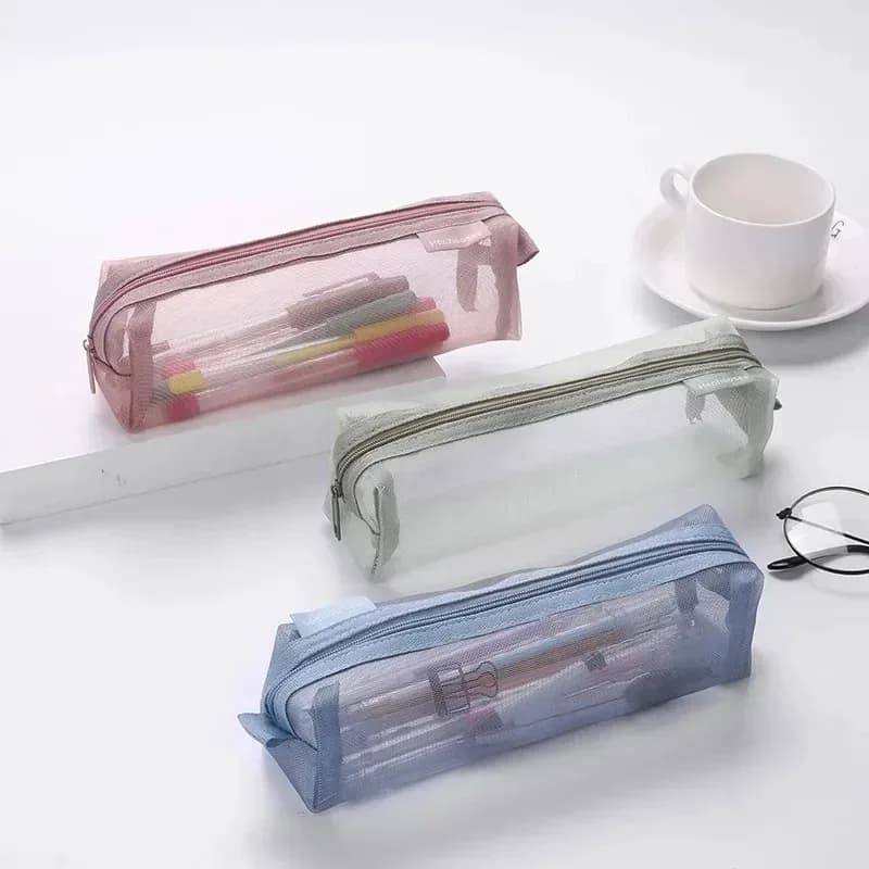 Astuccio Trasparente in Rete Semplice, Borsa per Cancelleria da Studente per Esami, Borsa Porta Cancelleria Portatile di Grande Capacità, Forniture per lo Studio