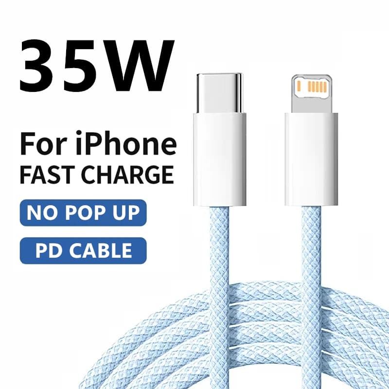35 W Quick Charging Cable PD for iPhone 11 12 mini 13 Pro 14 Plus XS Max X XR 8 Plus USB-C Fast Rechargeable Nylon Data Cables