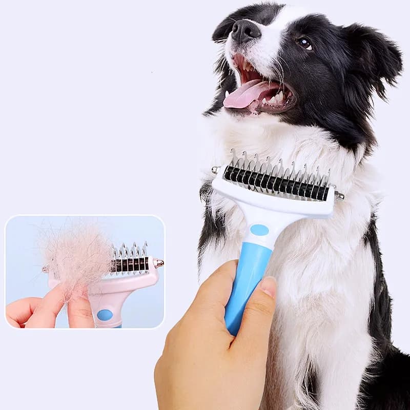 Spazzola per Cani a Doppia Faccia in Acciaio Inossidabile, Pettine Scioglinodi per Pelo di Cani, Rimuovi Peli di Animali Domestici, Accessori per la Toelettatura