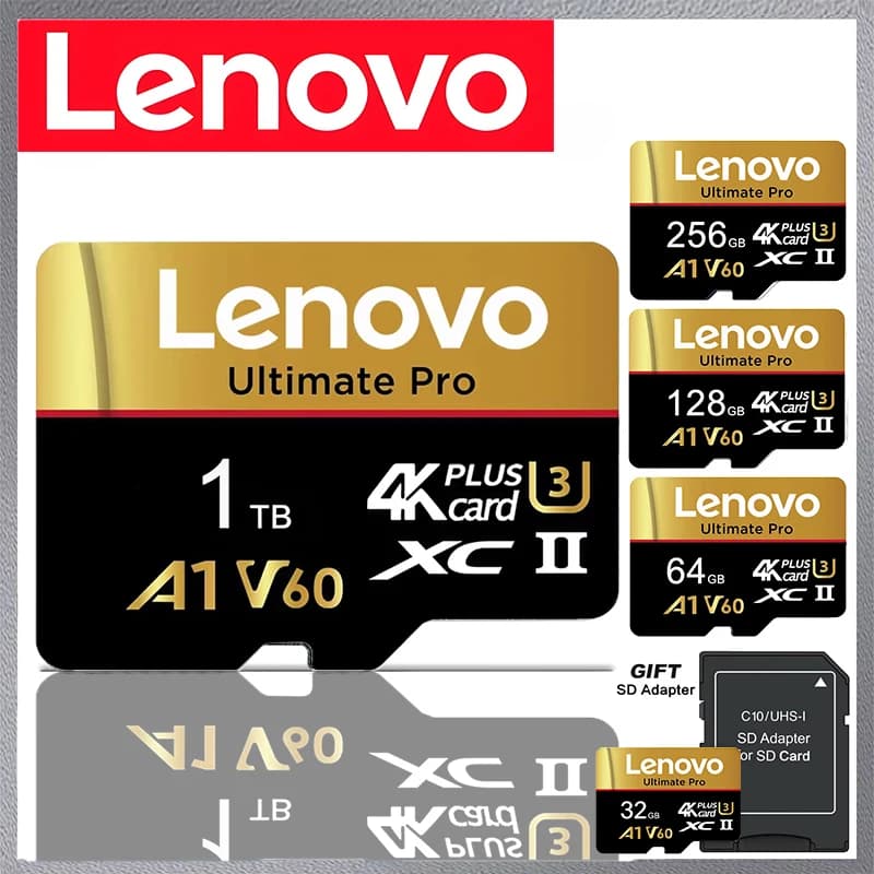 Lenovo Versatile Micro TF SD TF Cards Memory Card SD Cards 1TB 32GB 256GB Secure Storage Full HD C10 for Camera / Mobile