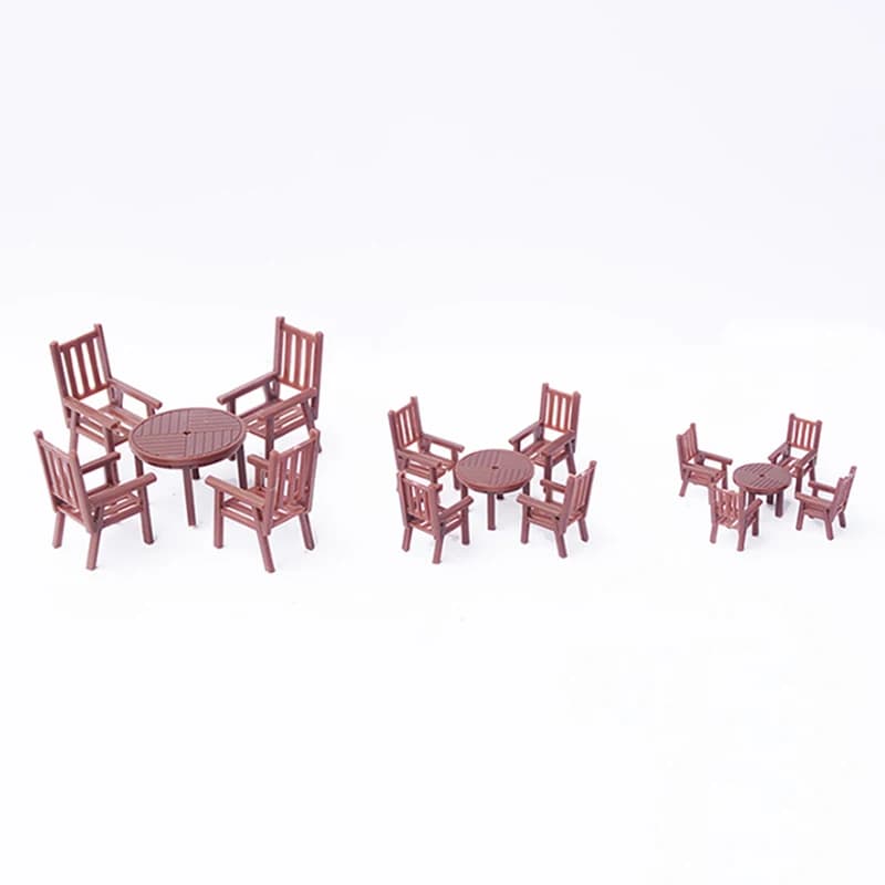 Casa delle bambole in miniatura tavolo doppio sedia tavolo rotondo set mobili tavolo da pranzo sedia simulazione casa delle bambole modello giocattoli