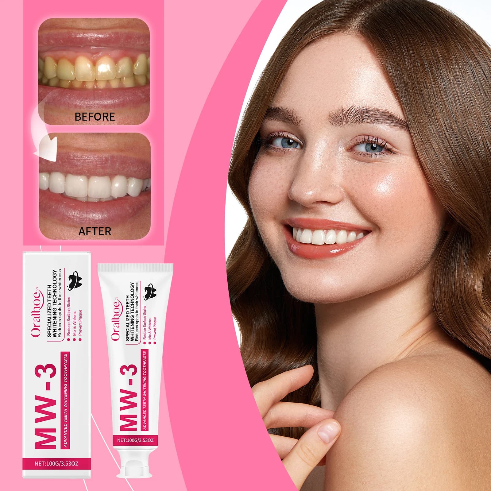 ORALHOE Dentifricio Sbiancante Advanced to Taste Menta, Intensive Removal of the Macchies, Cleaning of the teeth, Oral Freshness