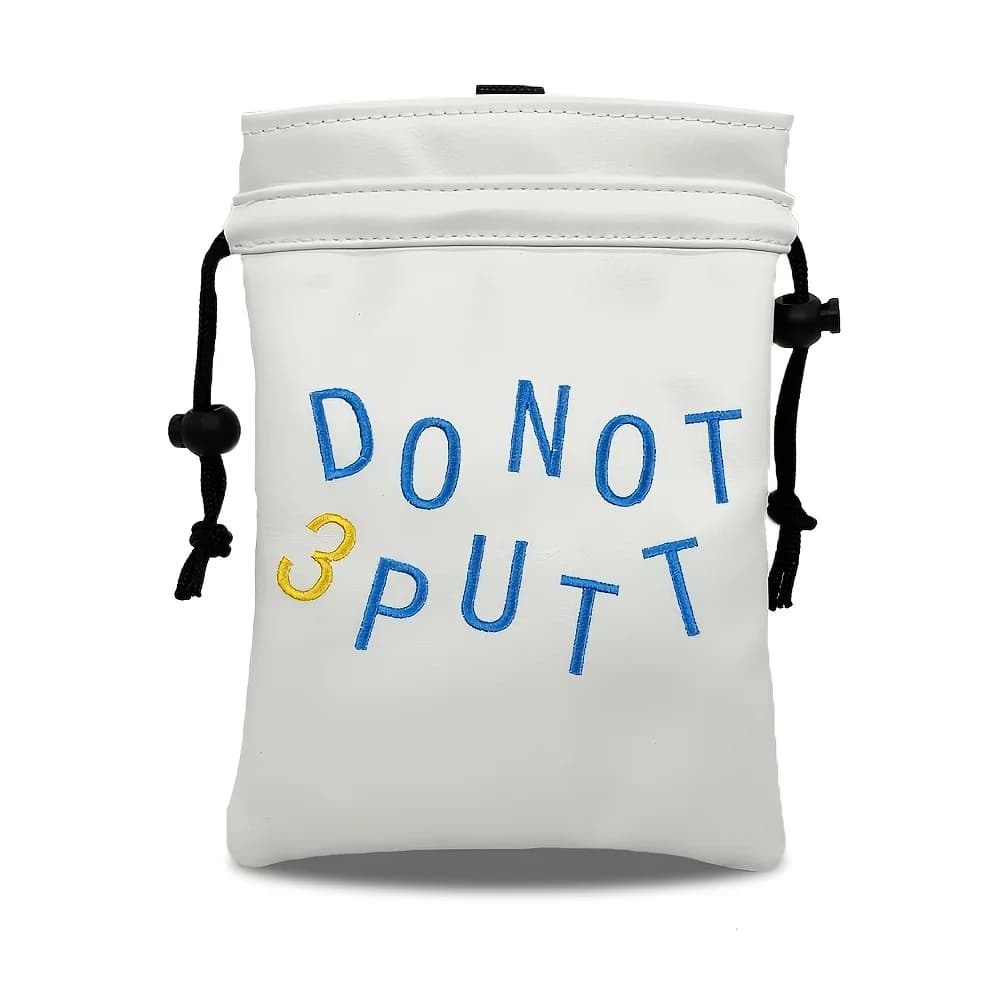 1pc Golf Ball Bag, PU Material with Exquisite Embroidery, Portable Drawstring Closure Golf Valuables Pouch,Unisex Golf Accessory
