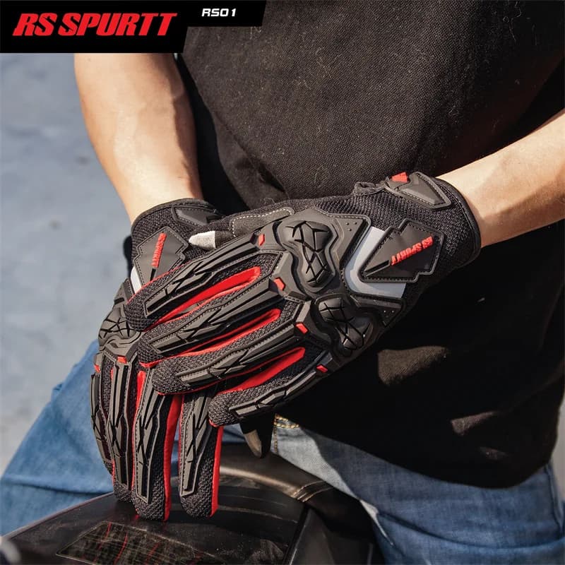 Summer Full-Finger Motorcycle Gloves Men Women Breathable Mesh Impact Protection Anti-Slip Motorbike Riding Gloves