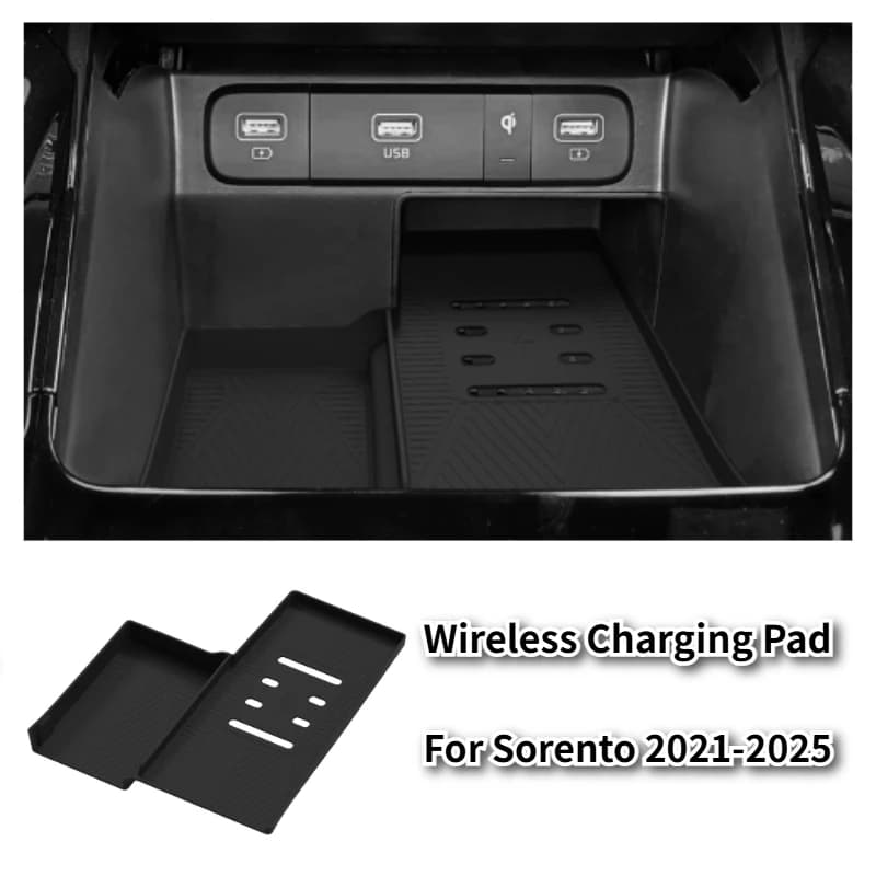 Per Kia Sorento 2021-2025: Tappetino di ricarica wireless, accessori auto, tappetino antiscivolo, tappetino protettivo per caricabatterie auto, vassoio portaoggetti