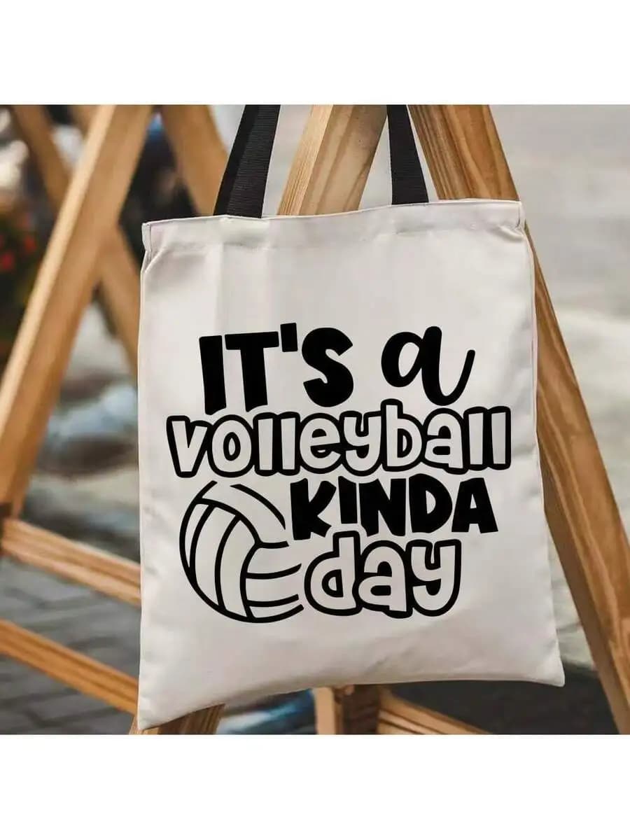 Volleyball Tote Bag With Print Large Capacity Polyester Casual Tote For Adults